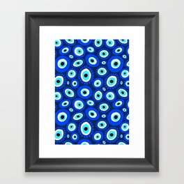 Evil Eye Symbol Blue White Pattern Framed Art Print