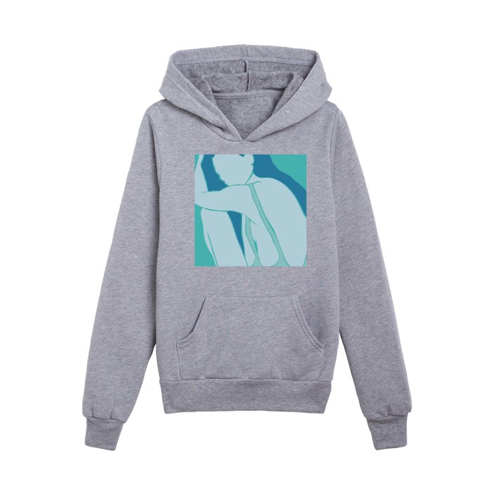 Figurative in blue Kids Pullover Hoodie