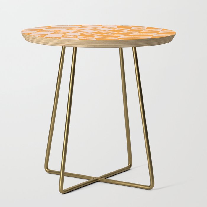 Abstract Sun Checker Pattern 2 in Orange Pink Side Table
