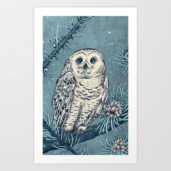 Winter Snowy Owl Art Print