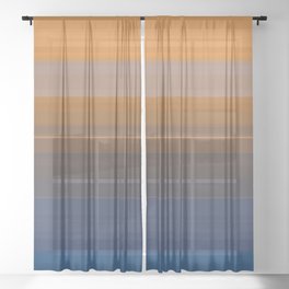 Burnt Orange and Dark Blue Stripes Sheer Curtain