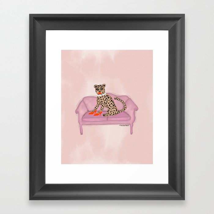 Cheetah On The Couch Framed Art Print