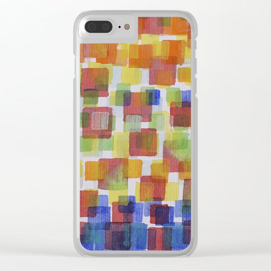 Squares on Solid Red and Blue Foundation Clear iPhone Case