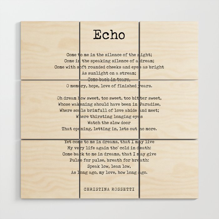 Echo - Christina Rossetti Poem - Literature - Typewriter Print 2 Wood Wall Art