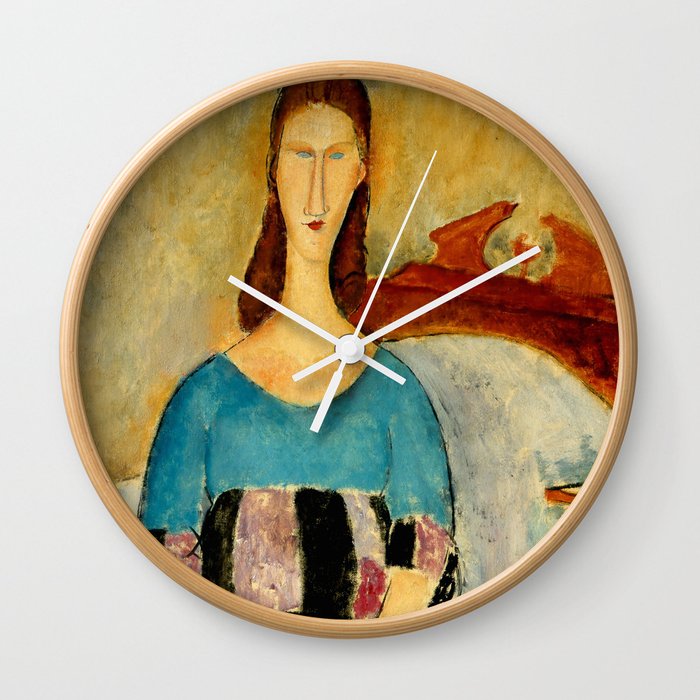 Amedeo Modigliani "Portrait of Jeanne Hebuterne, Seated" 1918 Wall Clock