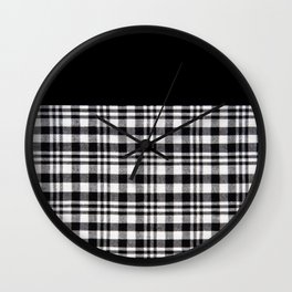 Black & White Plaid Fabric Wall Clock