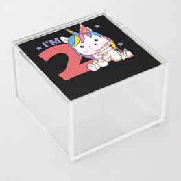 Unicorn Second Birthday For Children 2 Years Acrylic Box