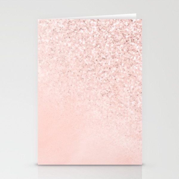 She Sparkles Rose Gold Pastel Light Pink Luxe Stationery Cards