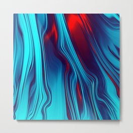 Teal With Red, Streaming Metal Print