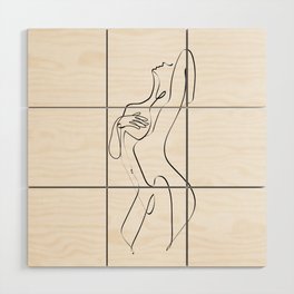 Sensual Woman Single Line Art Wood Wall Art