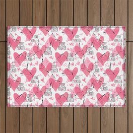 Pilates poses and heart seamless pattern Outdoor Rug