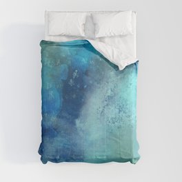 Abstract navy blue teal turquoise watercolor pattern Comforter
