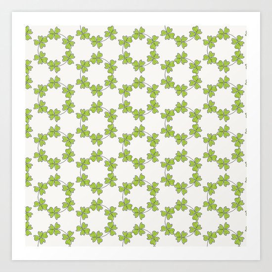 four-leaf clover leaves pattern Art Print