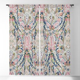 Pink Blue Green Leaf Flower Paisley Blackout Curtain