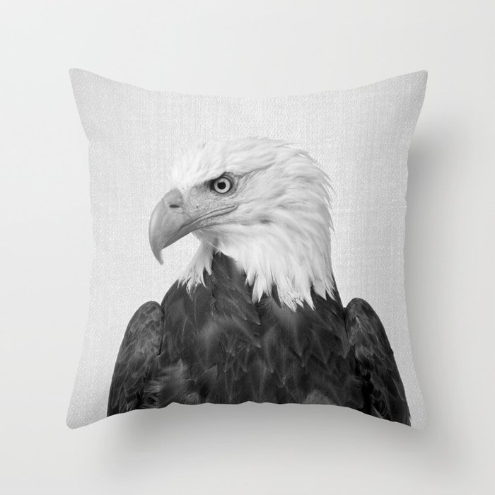 Eagle - Black & White Throw Pillow