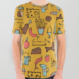 Food Frenzy yellow All Over Graphic Tee