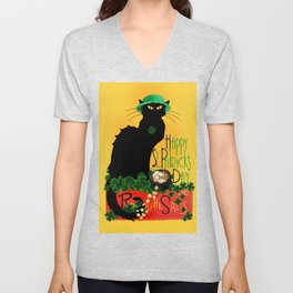 St Patrick's Day - Le Chat Noir V Neck T Shirt