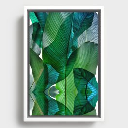 Palm leaf jungle Bali banana palm frond greens Framed Canvas