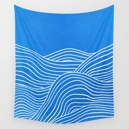 French Blue Ocean Waves Wall Tapestry