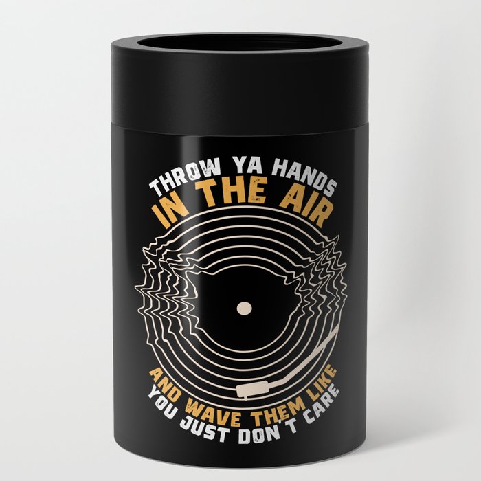 Throw Ya Hands In The Air Retro Vinyl Can Cooler