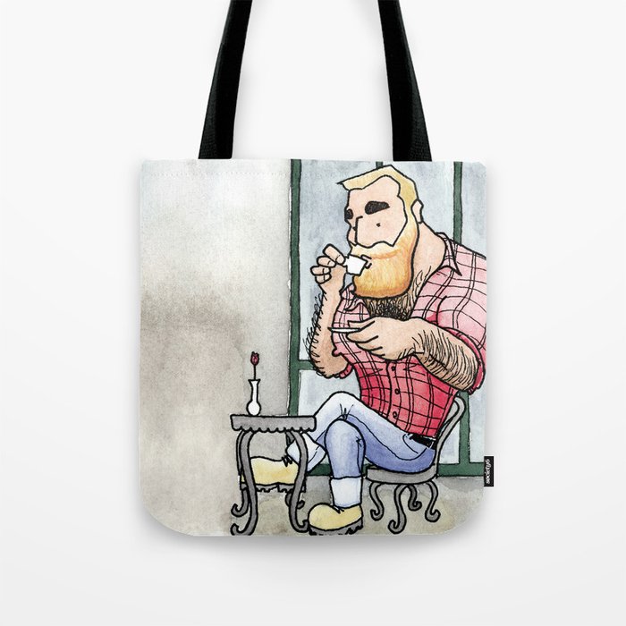 Beefy Lumberjack Enjoys An Espresso Tote Bag
