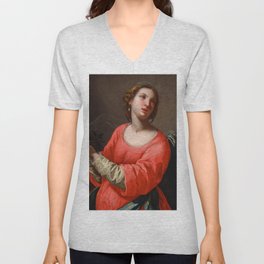 Saint Cecilia by Artemisia Gentileschi V Neck T Shirt