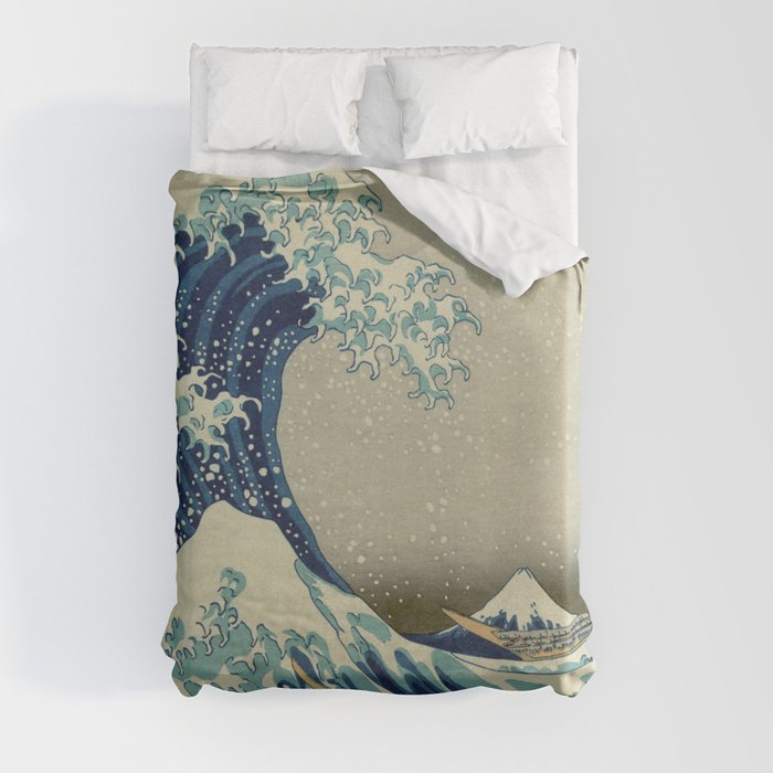 The Classic Japanese Great Wave off Kanagawa Print by Hokusai Duvet Cover