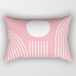 Geometric Lines in Sun Rainbow 5 (Blush Rose) Rectangular Pillow