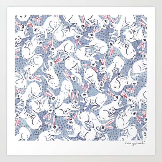 Bunny Pile Pattern Art Print