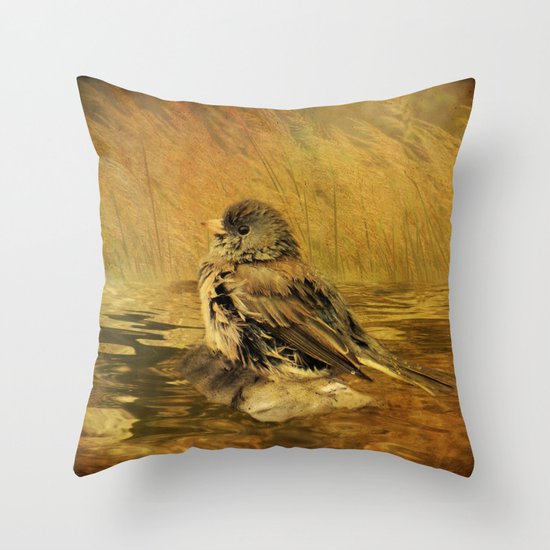 The Bathing Junco Throw Pillow