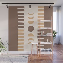 Abstract Geometric Shapes 20 in Terracotta and Beige (Moon Phases)  Wall Mural