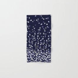 Floating Confetti - Navy Blue and Silver Hand & Bath Towel