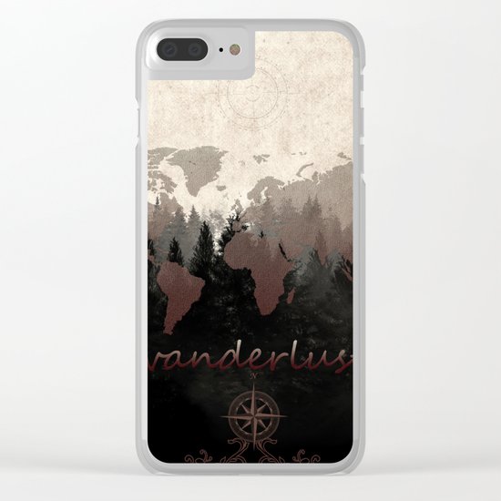 world map wanderlust forest Clear iPhone Case