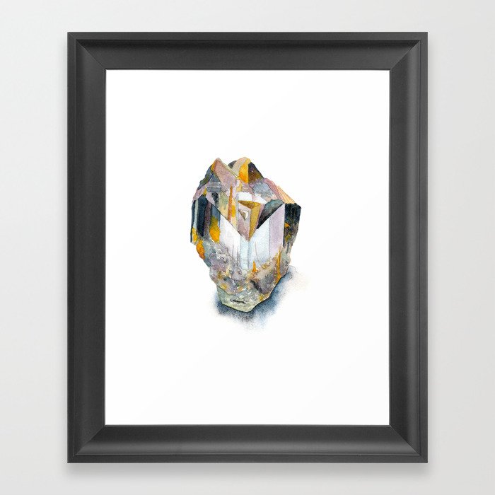 Watercolor Gem White Topaz Framed Art Print