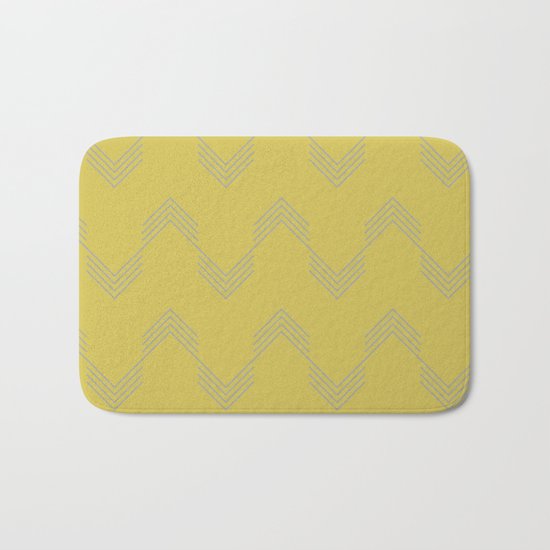 Simply Deconstructed Chevron Retro Gray on Mod Yellow Bath Mat