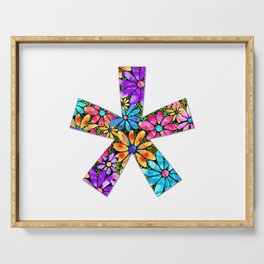Whimsical Floral Asterisk Punctuation Mark Art Serving Tray