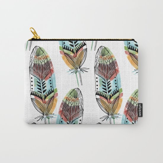 Aztec Watercolor feathers Carry-All Pouch