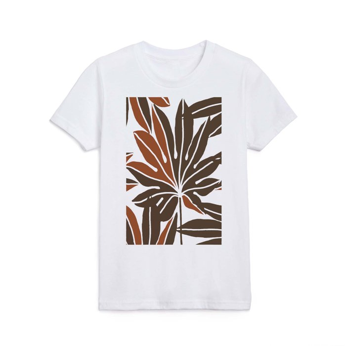 Large Retro Leaves Brown Terracotta on White Background #decor #society6 #buyart Kids T Shirt