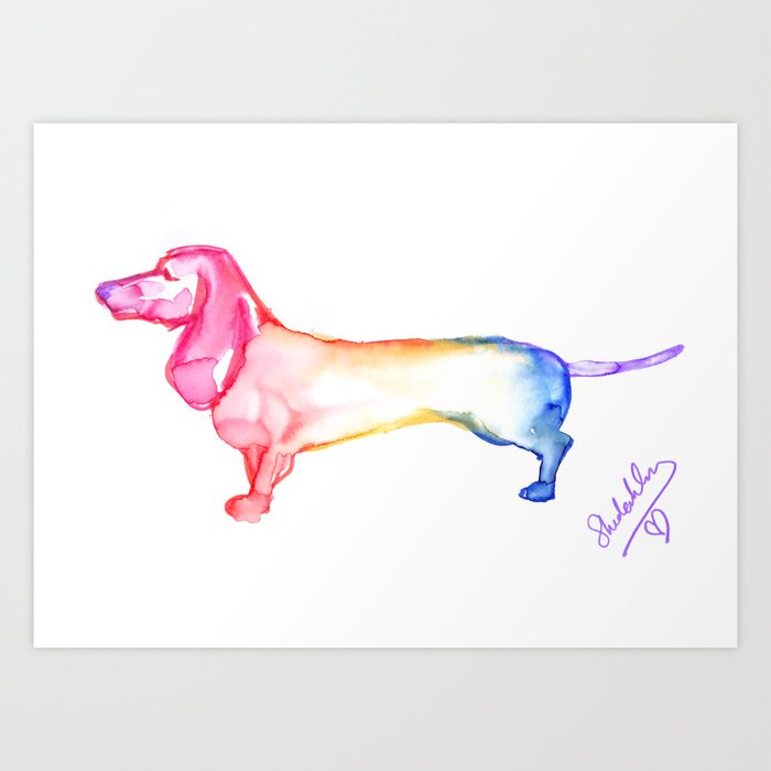 Rainbow Dachshund Art Print