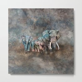 Elephant herd Digital Art Metal Print