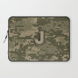 Personalized J Letter on Green Military Camouflage Army Design, Veterans Day Gift / Valentine Gift / Military Anniversary Gift / Army Birthday Gift  Laptop Sleeve