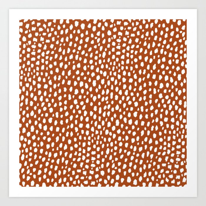 Burnt Orange Spots (white/burnt orange) Art Print