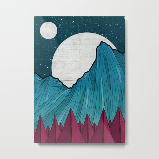 Two moons over the mountain Metal Print