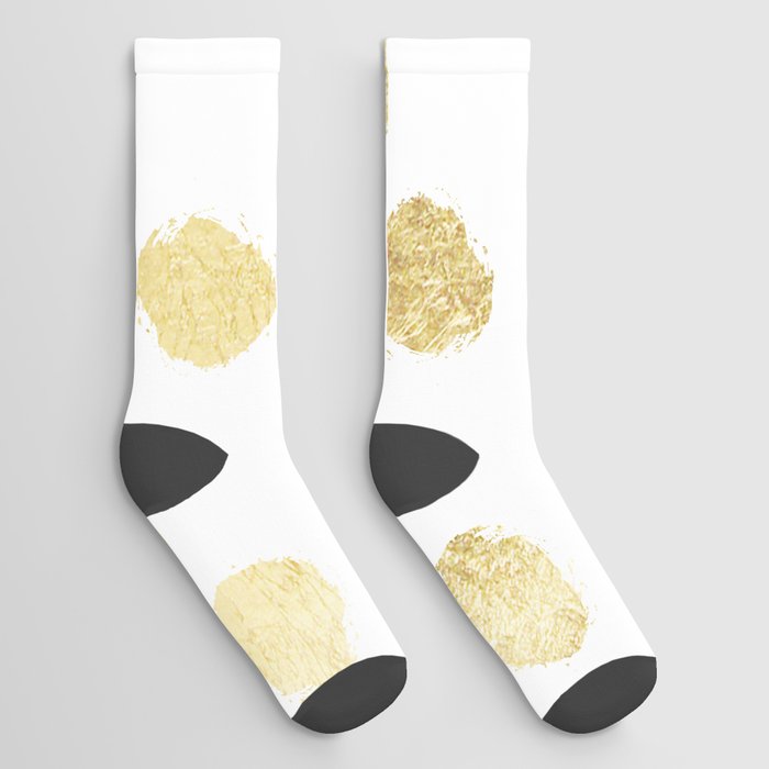 Elegant Geometric Gold White Polka Dots Pattern Socks