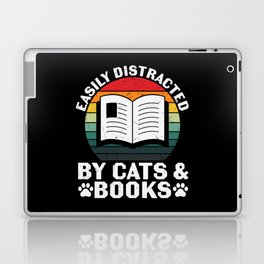 Easily Distracted By Cats & Books Laptop Skin