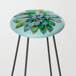 Cactus in Blue Oil painting Counter Stool
