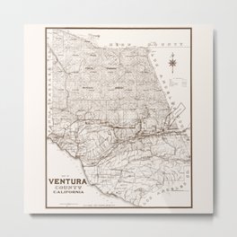 Ventura County Map Metal Print