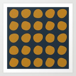 Irregular Polka Dots blue and yellow Art Print