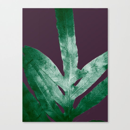 Green Fall Fern Purple Canvas Print