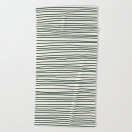 Earthy Green Lines Beach Towel